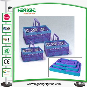 Colorful Foldable Plastic Shopping Basket with Handle